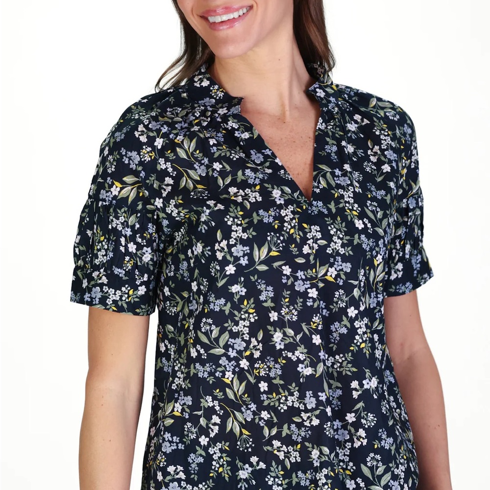 Duffield Lane Belle Top in Navy Fall Floral, New: Size M